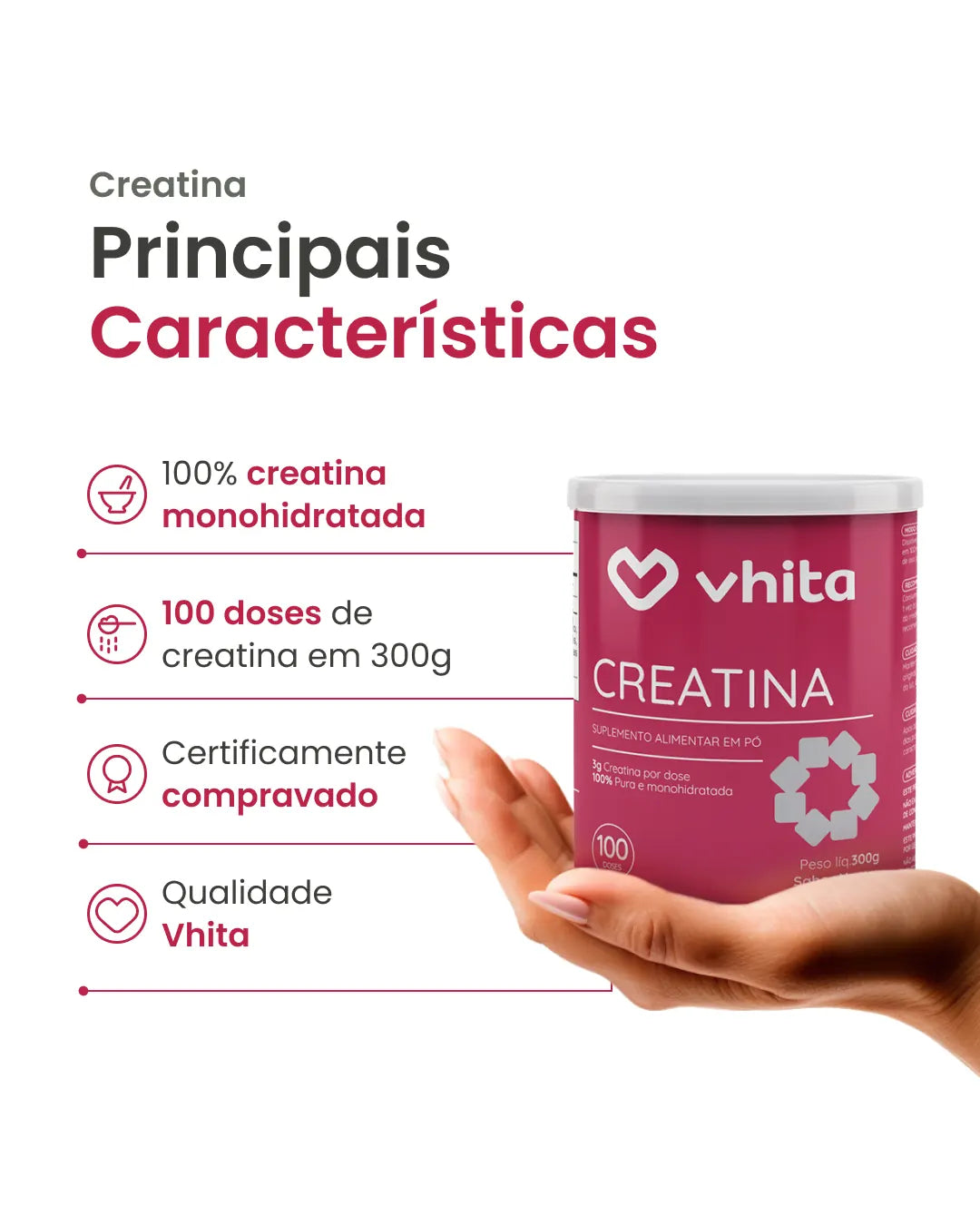 Creatina Monohidratada Pura em pó 300 g