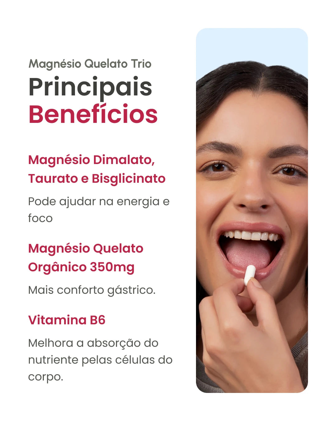 Magnésio Quelato Trio 350 mg Bisglicinato Dimalato e Taurato com Vitamina B6 em cápsulas